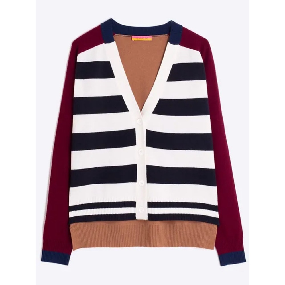 Vilagallo Alina Bordeaux Stripe Cardigan